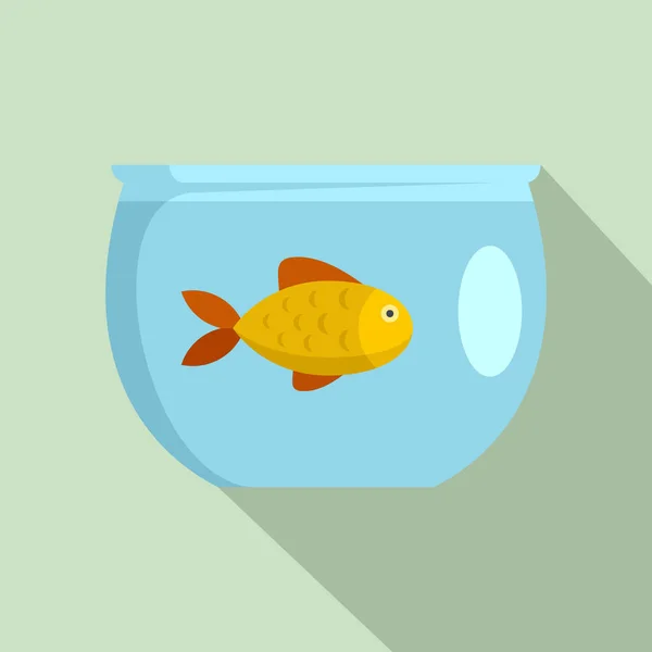 Poisson dans l'icône de l'aquarium, style plat — Image vectorielle