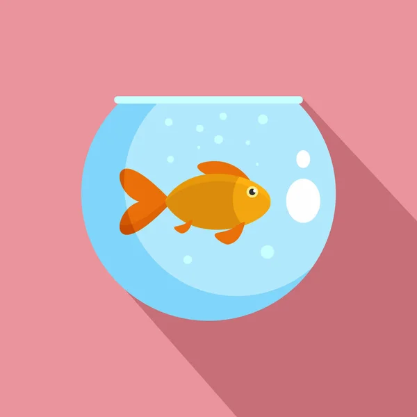 Fish in round aquarium icon, flat style — Stock Vector