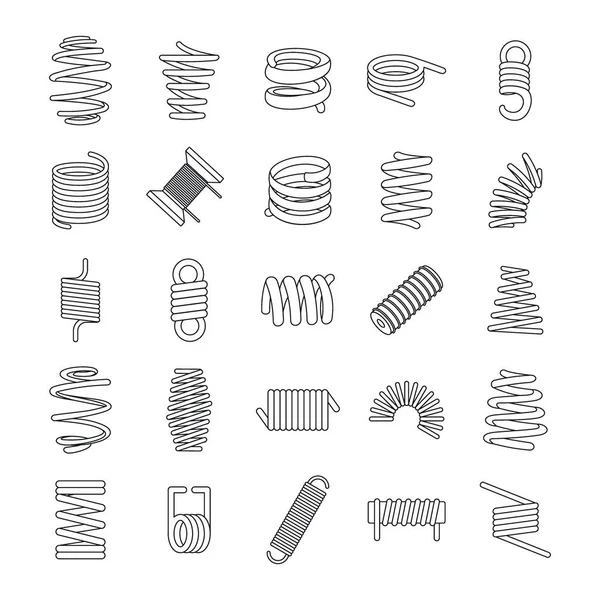 Spiralfeder Kabel Icons Set, Outline-Stil — Stockvektor