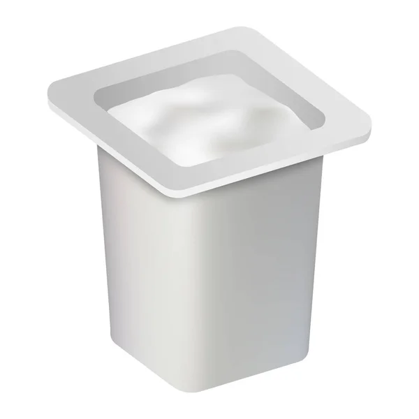 Modélisation de boîte de yaourt frais, style réaliste — Image vectorielle
