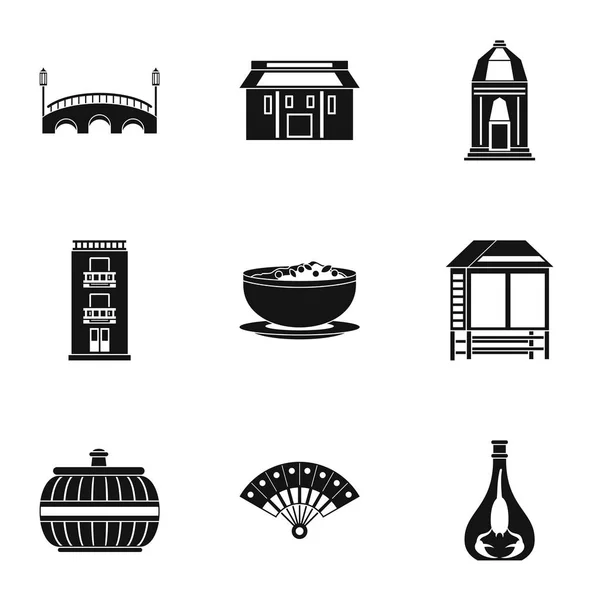 Conjunto de iconos callejeros europeos, estilo simple — Vector de stock