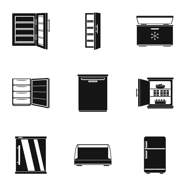 Conjunto de iconos de refrigerador, estilo simple — Archivo Imágenes Vectoriales