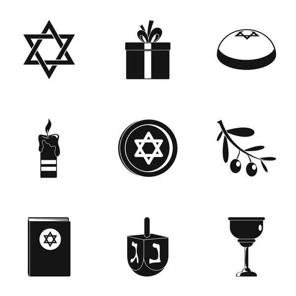 Religionistische behandeling iconen set, eenvoudige stijl — Stockvector