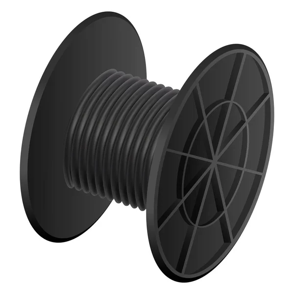 Schwarze Kabelspulen-Attrappe, realistischer Stil — Stockvektor