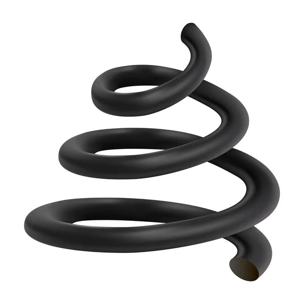 Spirale schwarze Kabelattrappe, realistischer Stil — Stockvektor