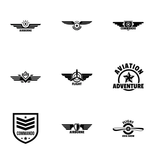 Conjunto de iconos de etiqueta militar, estilo simple — Vector de stock