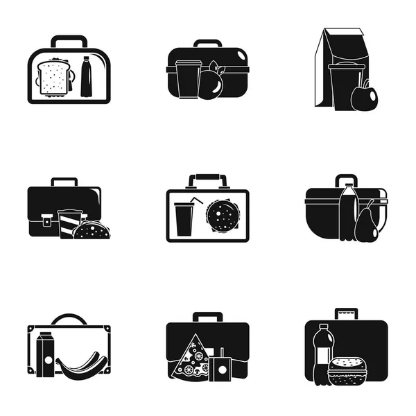 Handtas iconen set, eenvoudige stijl — Stockvector