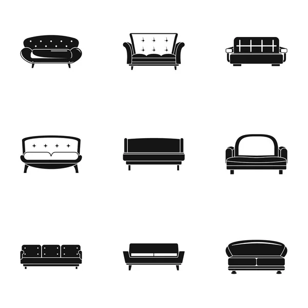 Set icone divano, stile semplice — Vettoriale Stock
