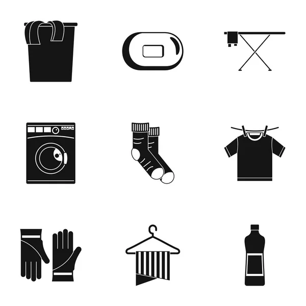Conjunto de iconos de sala de lavandería, estilo simple — Vector de stock