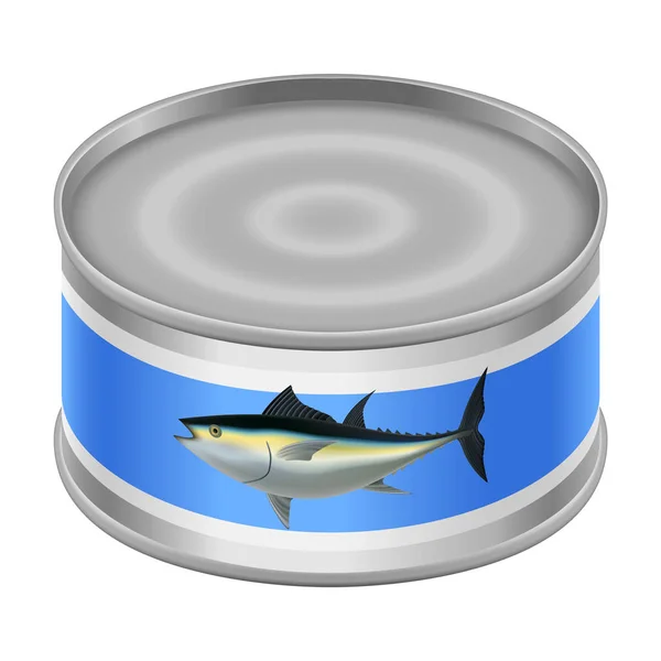 Canned tuna mockup, realistic style — Stock Vector