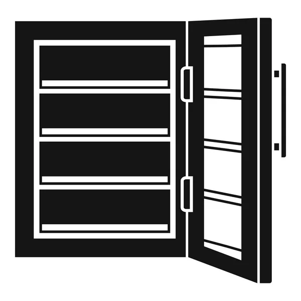 Стеклянная дверь холодильник значок, простой стиль — стоковый вектор