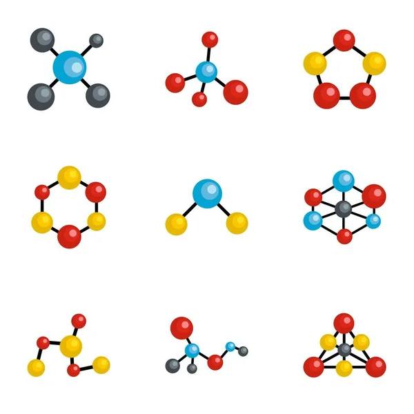 Conjunto de iconos de molécula, estilo de dibujos animados — Vector de stock