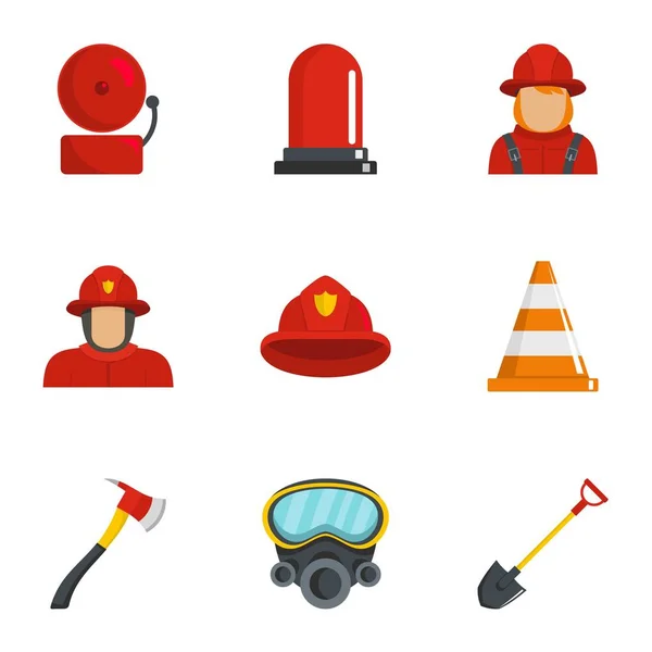 Set ikon pemadam kebakaran, gaya kartun - Stok Vektor