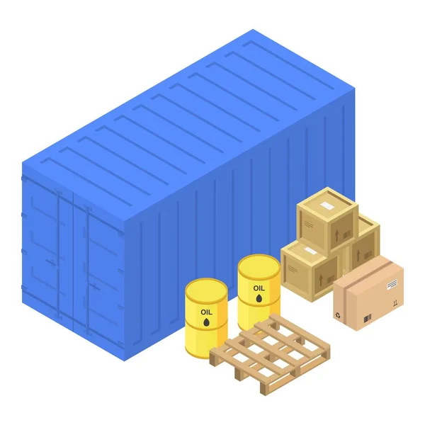 Λιμάνι εμπορευματοκιβωτίων κουτί εικονίδιο, ισομετρική στυλ — Διανυσματικό Αρχείο