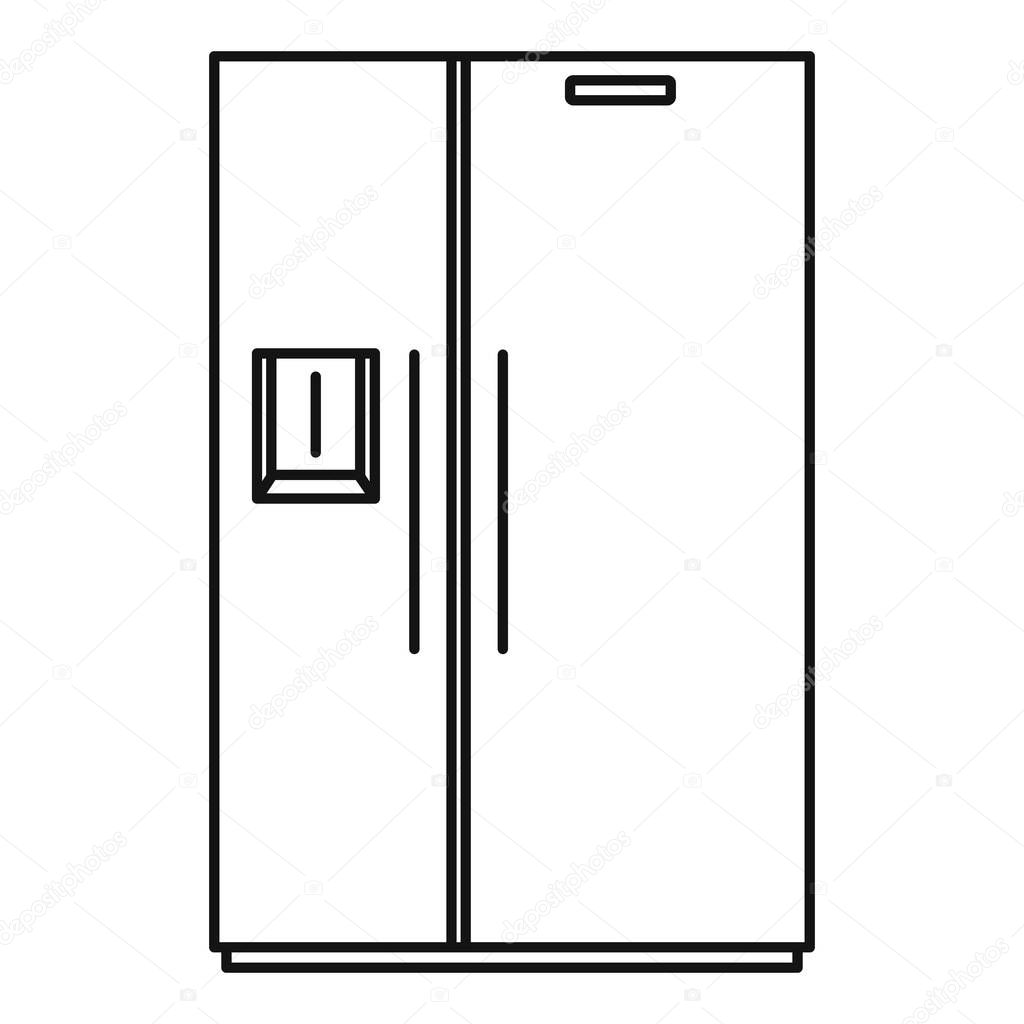 Double door fridge icon, outline style