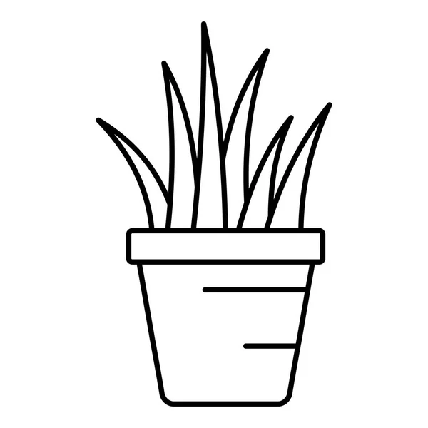Aloe-Topf-Symbol, Umrissstil — Stockvektor