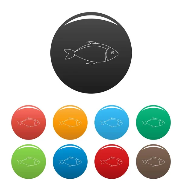 Fisch-Symbole setzen Farbvektor — Stockvektor