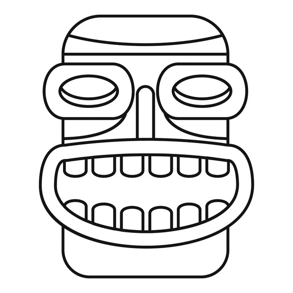 Tiki idool glimlach pictogram, Kaderstijl — Stockvector