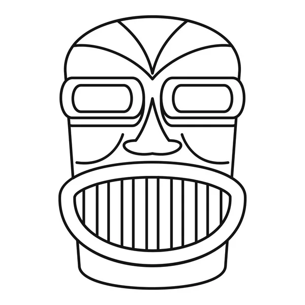 Icône tête d'idole hawaïenne, style contour — Image vectorielle