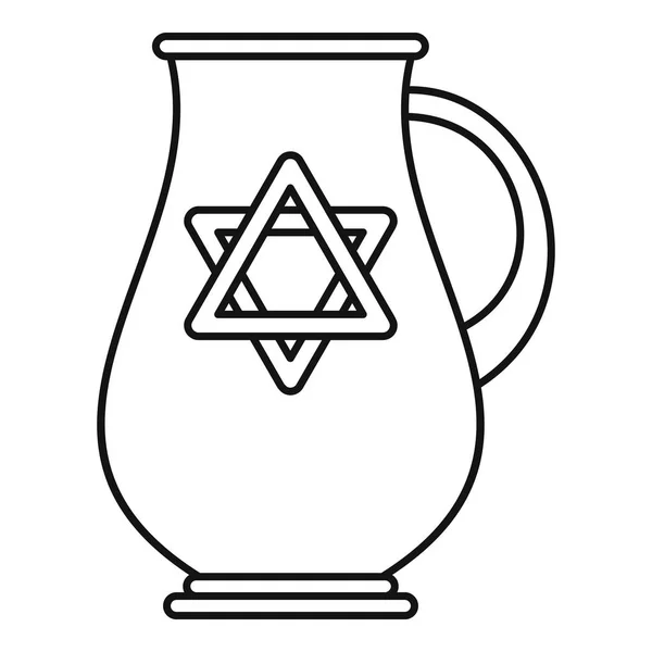 Jewish jug icon, outline style — Stock Vector