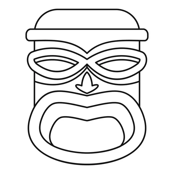 Icono de ídolo tiki de madera de Hawaii, estilo de esquema — Vector de stock