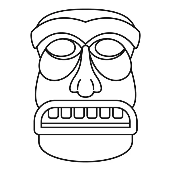 Wood tiki idol icon, outline style — Stock Vector