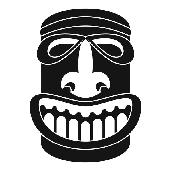 Tiki idool glimlach pictogram, eenvoudige stijl — Stockvector