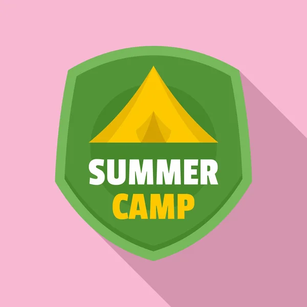 Logotipo do acampamento de barraca de verão, estilo plano — Vetor de Stock