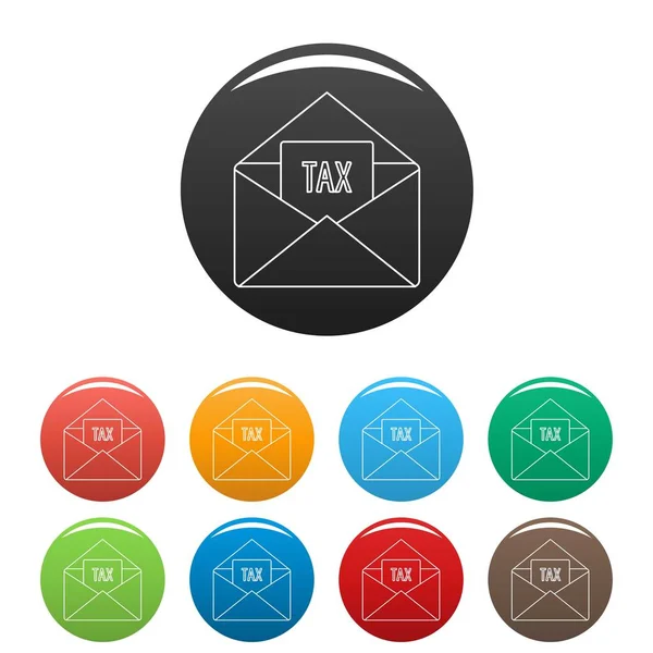 税务电子邮件图标设置颜色向量 — 图库矢量图片
