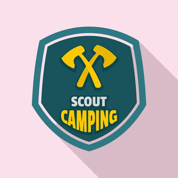 Logotipo de acampamento de escoteiro, estilo plano — Vetor de Stock