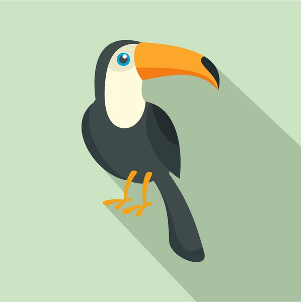 Icono de pájaro tucán, estilo plano — Vector de stock