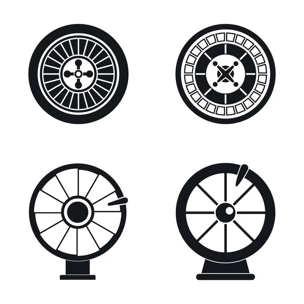 Roulette wiel fortuin iconen set, eenvoudige stijl — Stockvector
