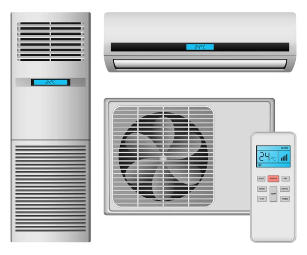 Conjunto de iconos de filtro de aire acondicionado, estilo realista — Vector de stock