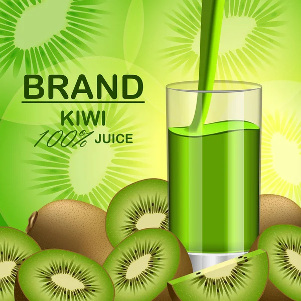 Баннер с фруктовыми продуктами Kiwi, реалистичный стиль — стоковый вектор