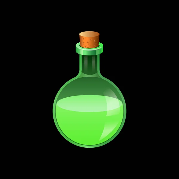 Значок зеленої скляної колби, мультиплікаційний стиль — стоковий вектор