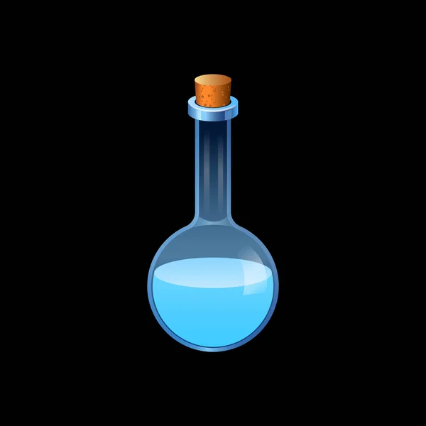 Blue chemistry flask icon, cartoon style — Stock Vector