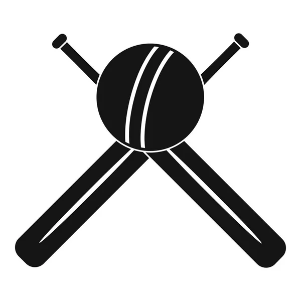 Cricket Ball und Fledermäuse Logo, einfacher Stil — Stockvektor