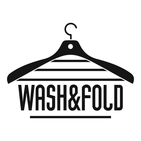 Πλυντήριο ρούχων πλένουν και Διπλώστε κρεμάστρα λογότυπο, απλό στυλ — Διανυσματικό Αρχείο