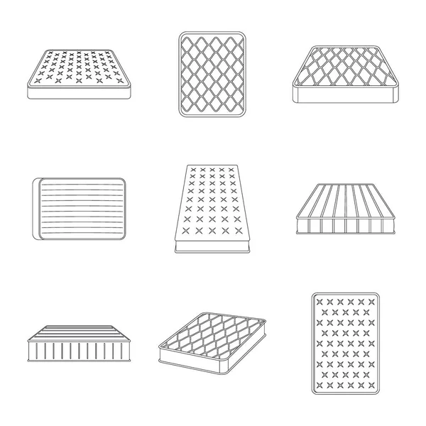 床垫乳鸽床上用品图标设置, 轮廓样式 — 图库矢量图片
