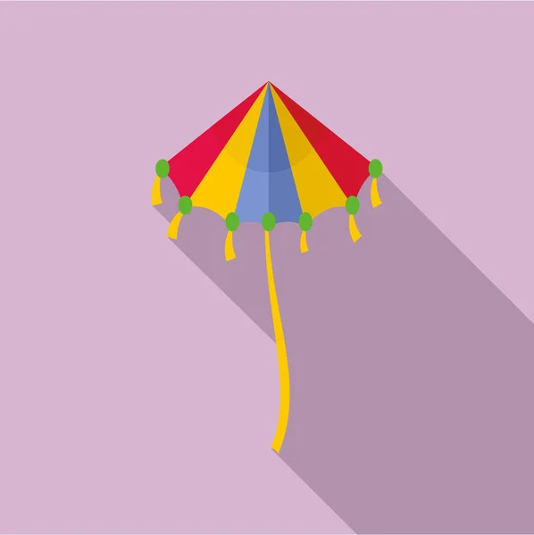Ουράνιο τόξο kite εικονίδιο, επίπεδη στυλ — Διανυσματικό Αρχείο