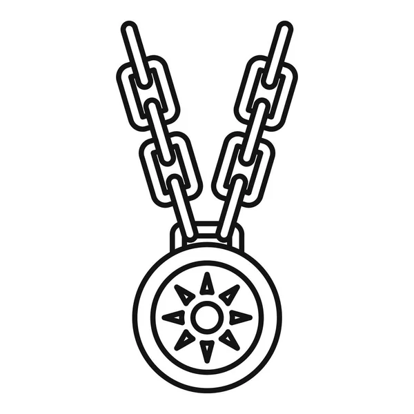 Náhrdelník medailonek ikona, styl osnovy — Stockový vektor