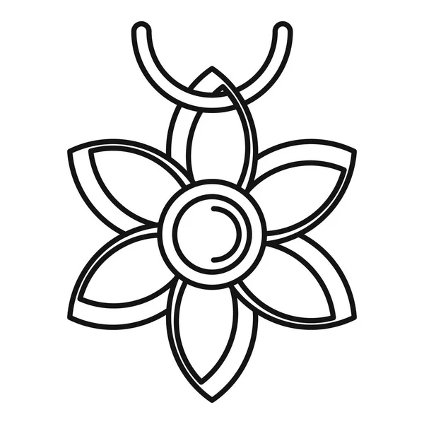 Çiçek Kolye simgesi, anahat stili — Stok Vektör
