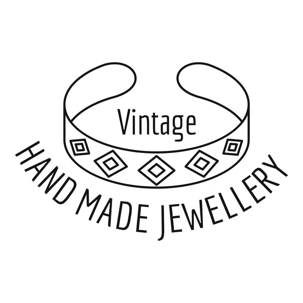 Bijoux vintage fait main logo, style contour — Image vectorielle