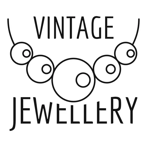Vintage perlen schmuck logo, umriss stil — Stockvektor