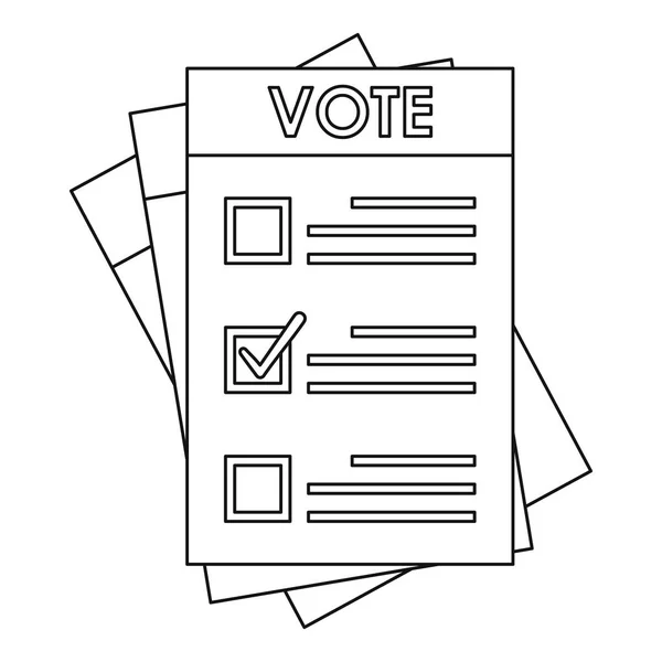 Election paper icon, outline style — Stock Vector