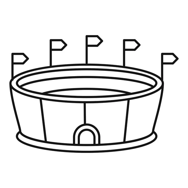 Sport runde Stadion-Ikone, Umriss-Stil — Stockvektor