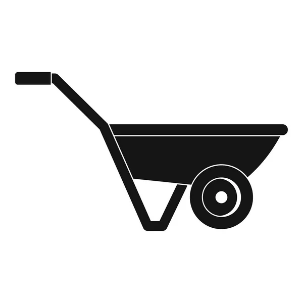 Ruční vozík jedno kolo ikona, jednoduchý styl — Stockový vektor