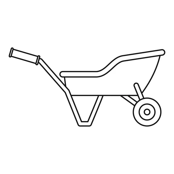 Garden wheelbarrow icon, outline style — Stock Vector