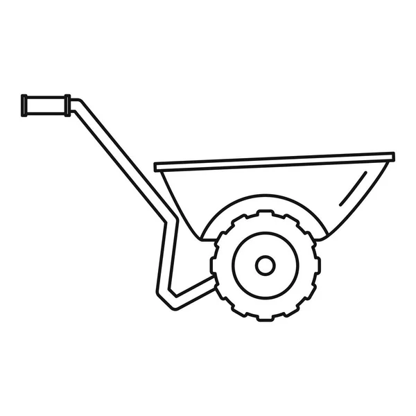 Schubkarren-Symbol, Umriss-Stil — Stockvektor