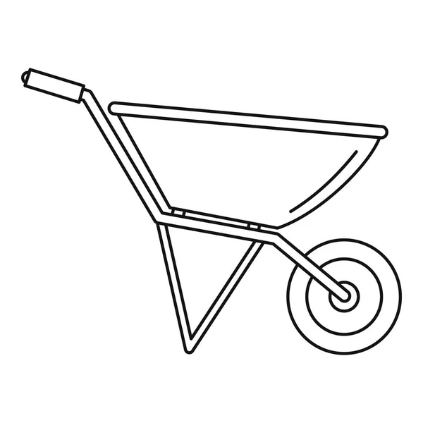 Bouw kruiwagen pictogram, omtrek stijl — Stockvector